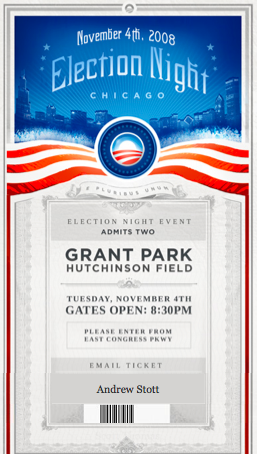Barack Obama Election Night Event Ticket